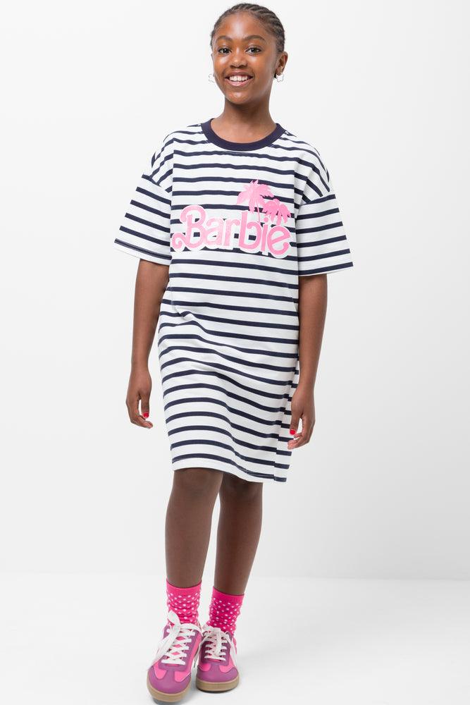 sleek midi dressBarbie Stripe Dress Navy & White