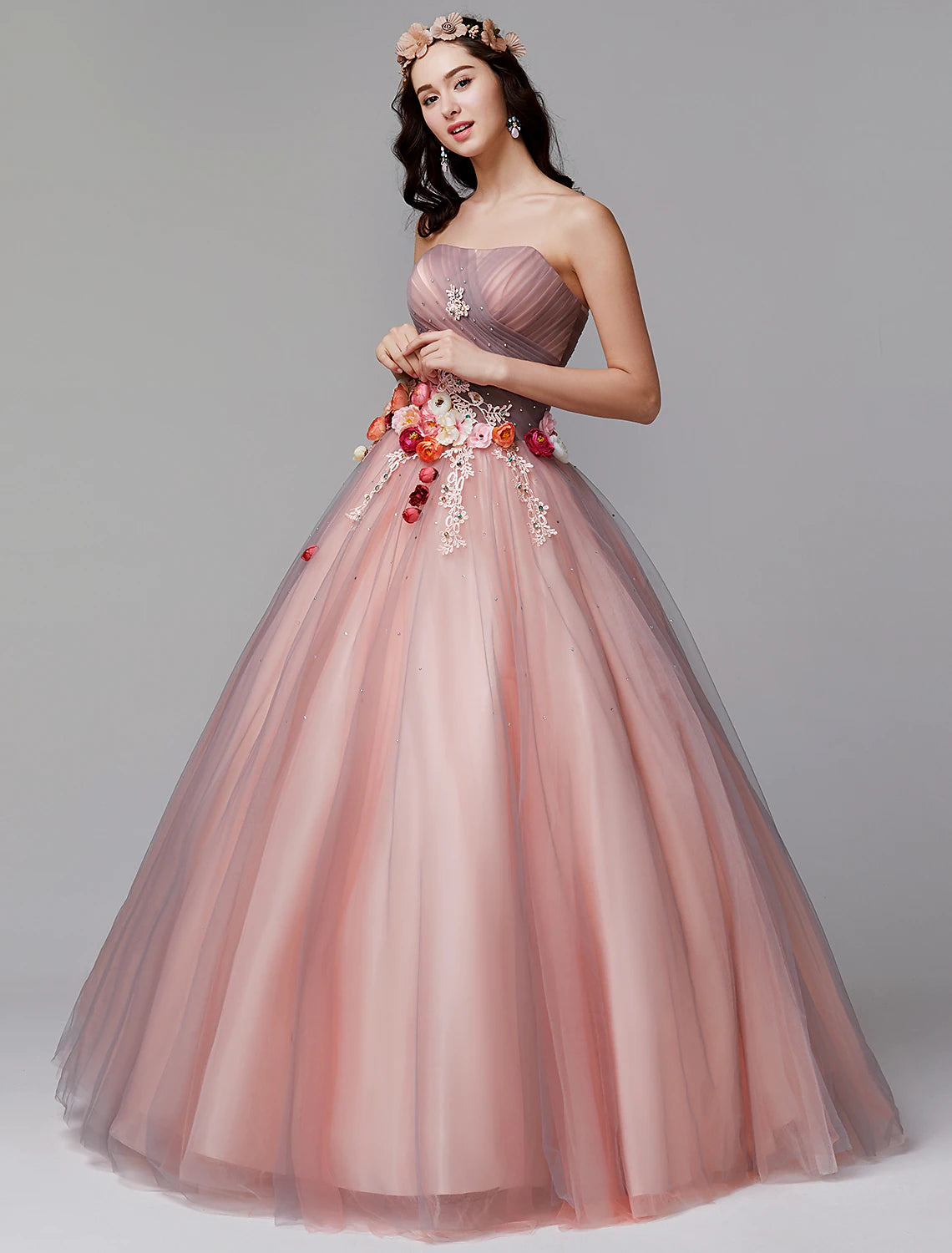 Unbeatable Prices Ball Gown Formal Evening Dress Strapless Sleeveless Floor Length Tulle with Pleats