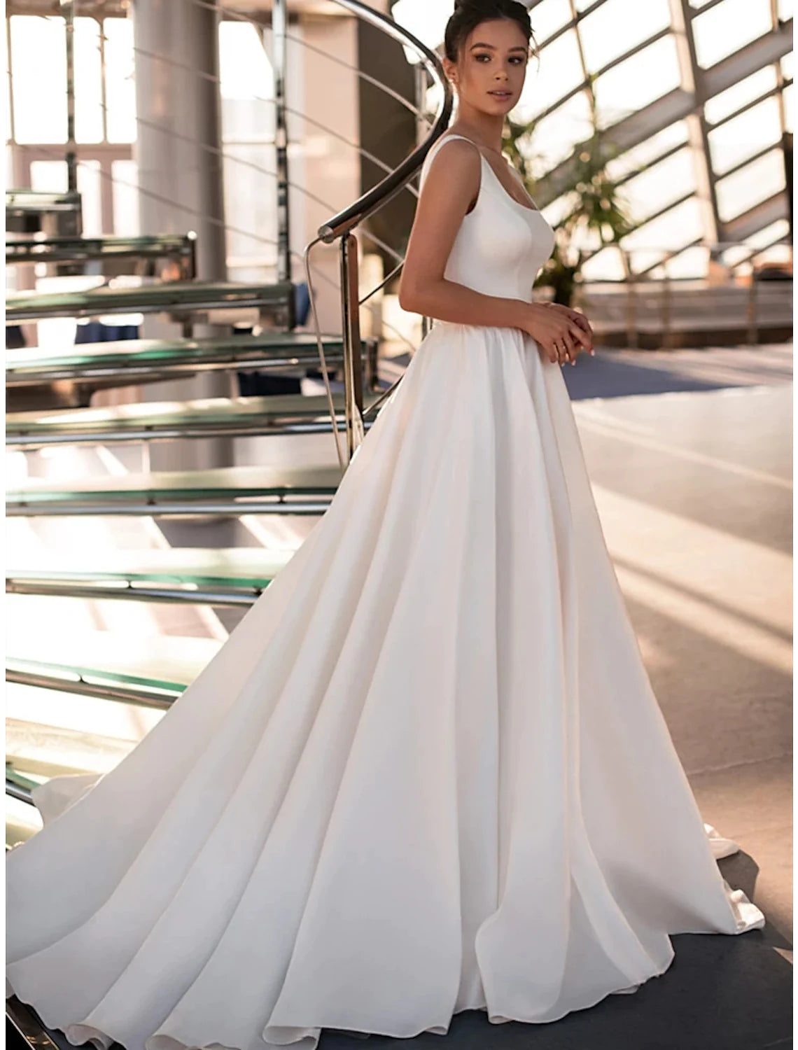 Act Now Wedding Dresses Sleeveless Square Satin Beading