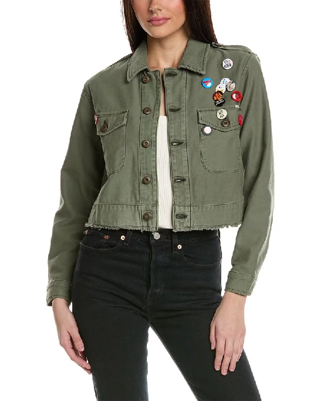 long-sleeve winter jacketMother Denim The Cropped Veteran Jacket