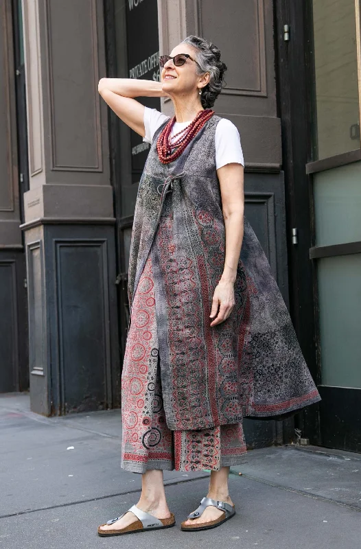 Daily Specials MANHATTAN AJRAKH KANTHA HIGH-WAIST DRESS - mh2447-gry -