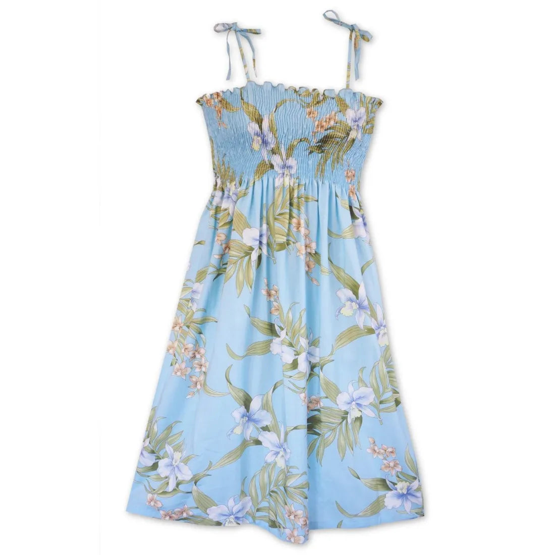 Savings Alert Bamboo Orchid Baby Blue Moonkiss Hawaiian Dress