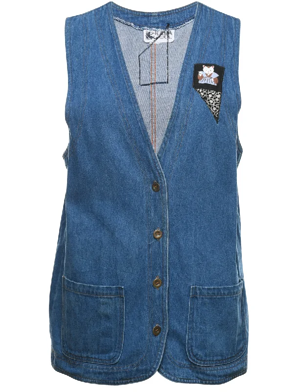 sleek jacketMedium Wash Denim Jacket Vest - L