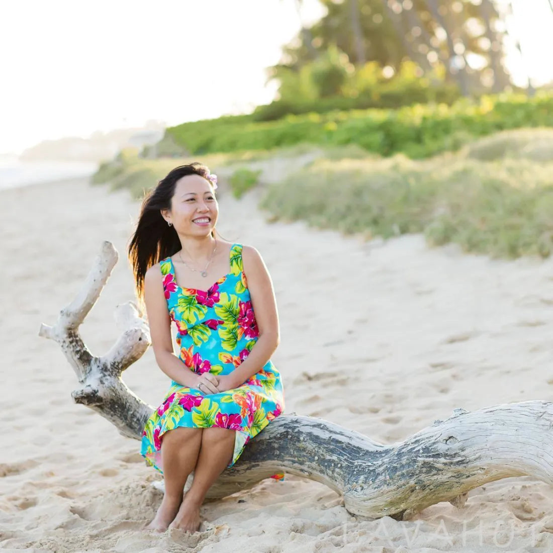 Year-End Sale Hoopla Blue Molokini Hawaiian Dress