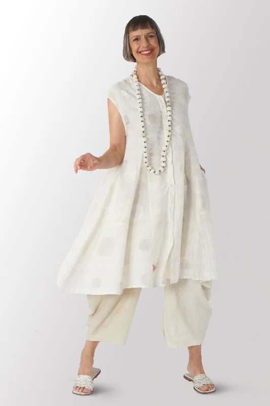Special Price CUT THROUGH DOT AND HOLES KANTHA SNAP FRONT A-LINE DRESS - cd2427-ivy -