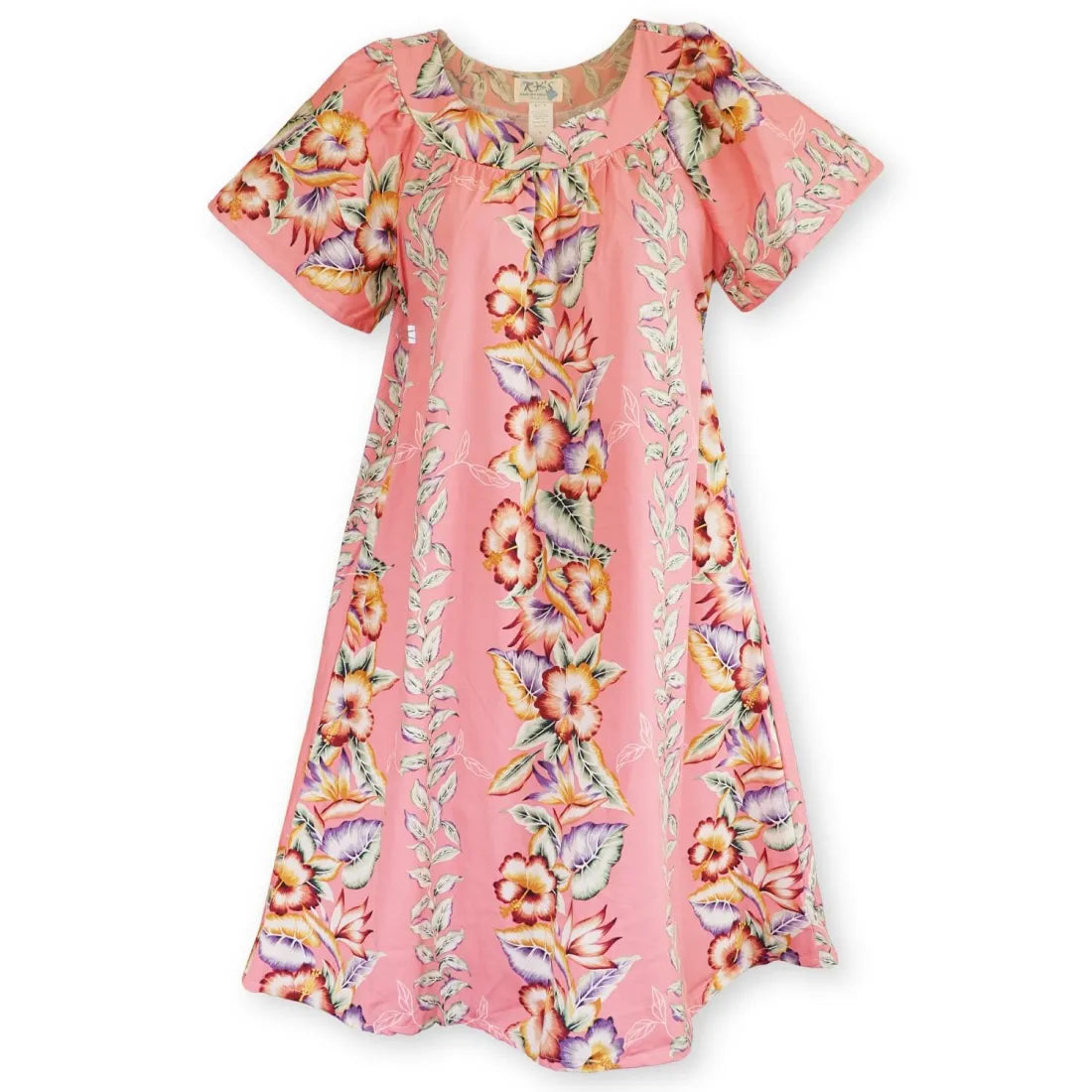 Mega Sale Lei of Aloha Coral Hawaiian Maile Tea Muumuu Dress