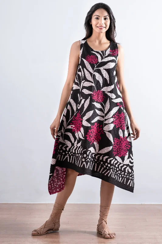 Best Deals WHITE LEAF BBK KANTHA POINTY HEM DRESS - mb2415-blk -