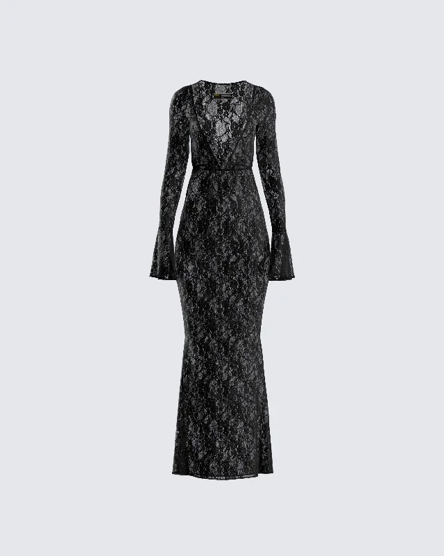 Fantastic Offers casual shift dressLilith Black Lace Maxi Dress