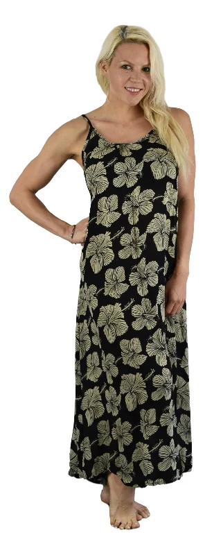 Take Advantage Bali Long Dress - Hibiscus - Cream / Background - Black