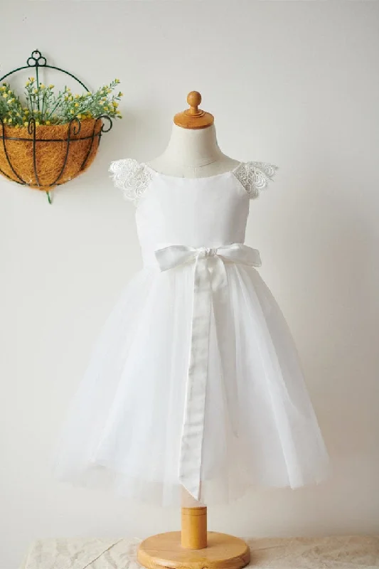 Deal Mania trendy wrap dressCute A-Line White Flower Girl Dress