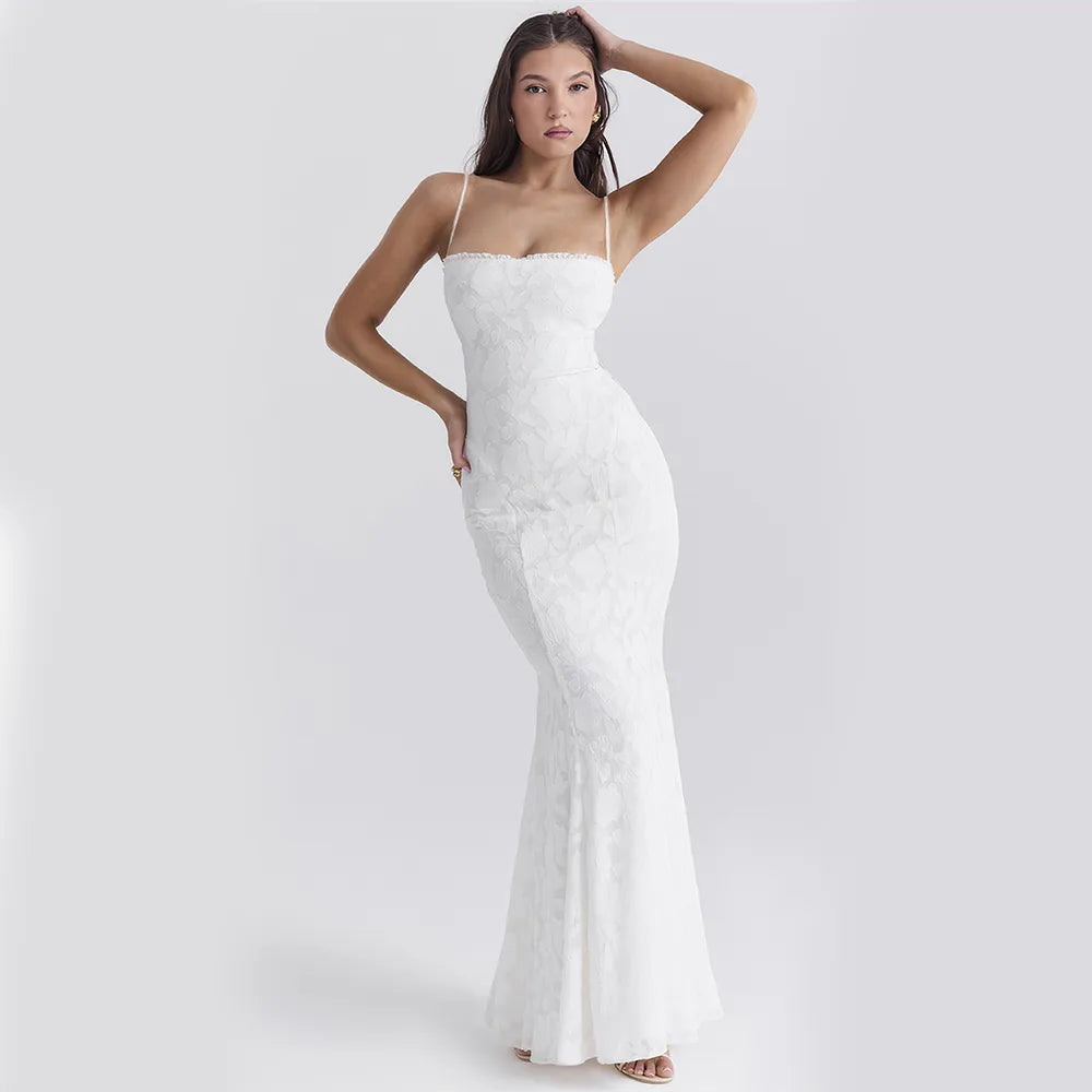 Limited Time Discount floral midi dressWhite Lace-up Maxi Dress
