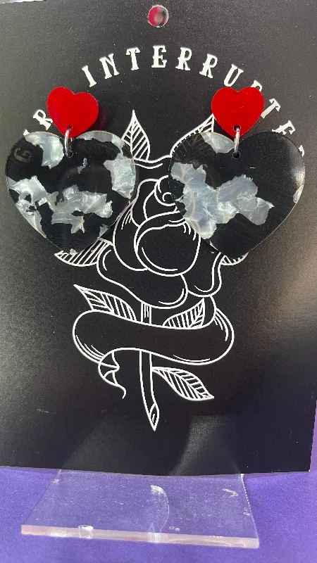 Shop and Save elegant dressBlack and White Hearts Earrings