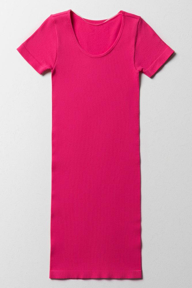 romantic dressSeamless Short Sleeve Dress Pink