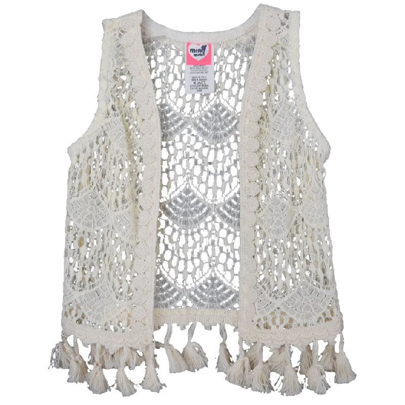 Huge Savings comfy maxi dressLittle Mass Crochet Ivory Lace Vest