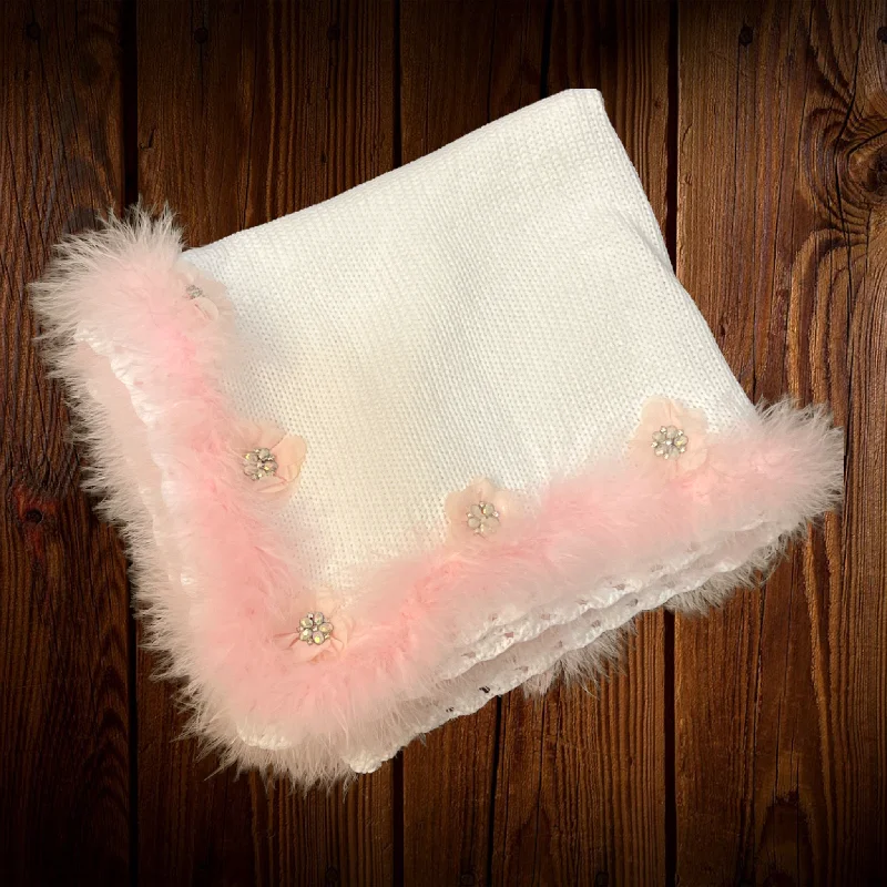 Deal Alert chic slip dressCrochet Blanket with Marabou Trim