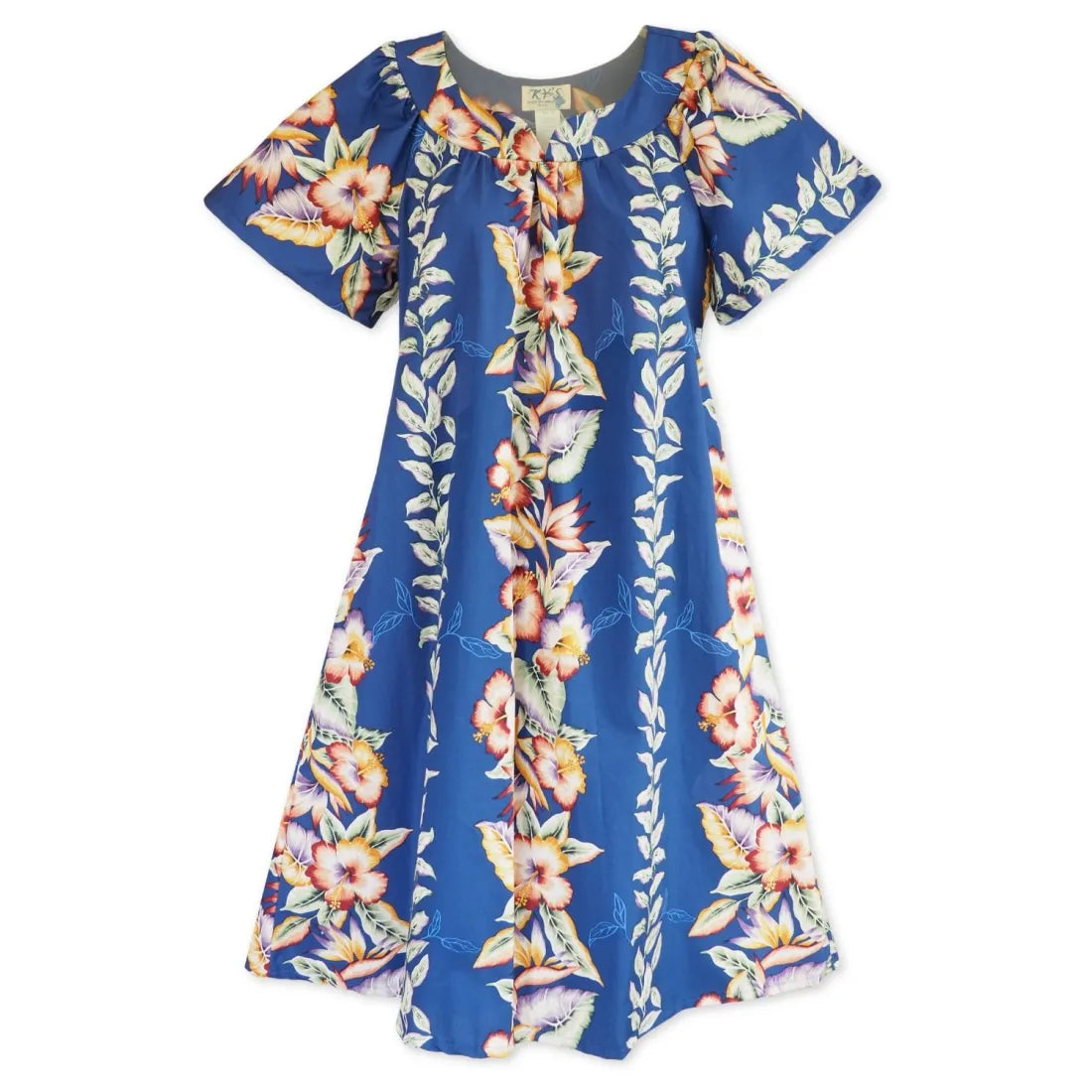 Daily Deals Lei of Aloha Blue Hawaiian Maile Tea Muumuu Dress