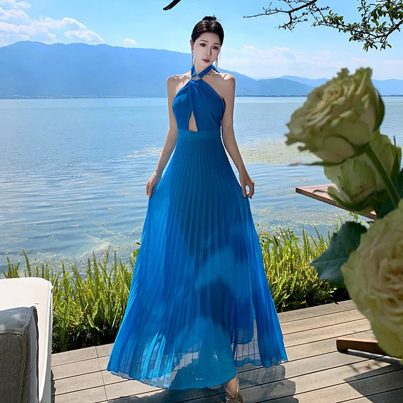 Major Savings spaghetti strap dressFashion French Female Elegant Halter Dress