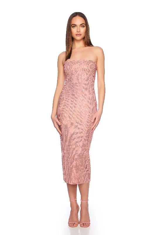 Stock Clearance textured dresstube midi rhinestone dress 30"