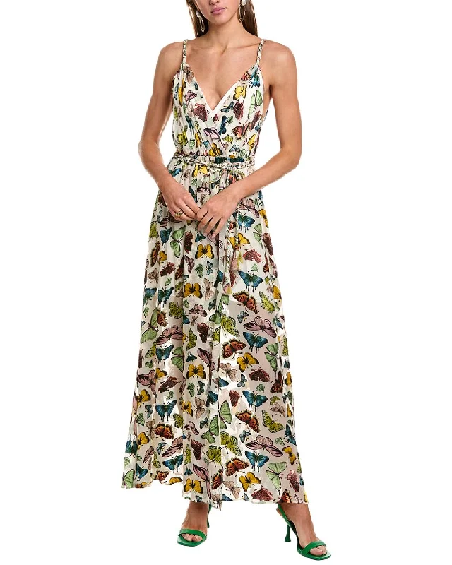 Act Fast lace-up dressalice + olivia Samantha Silk-Blend Maxi Dress