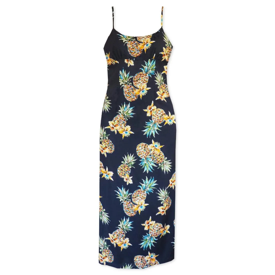 TIME-Limited Offer Pineapple Blue Long Hawaiian Dress with Skinny Straps
