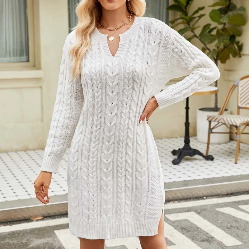 Limited Availability chic slip dressCasual Cable Knit Dress