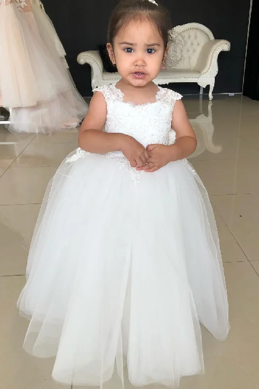 Epic Deals summer floral dressToddler Ball Gown Lace Top White Flower Girl Dress