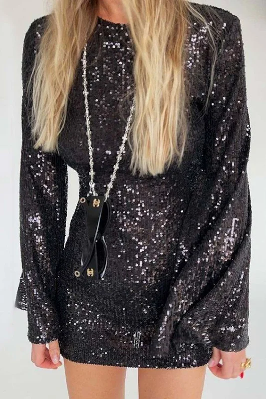 chic dressSequins Flares Sleeve Dress