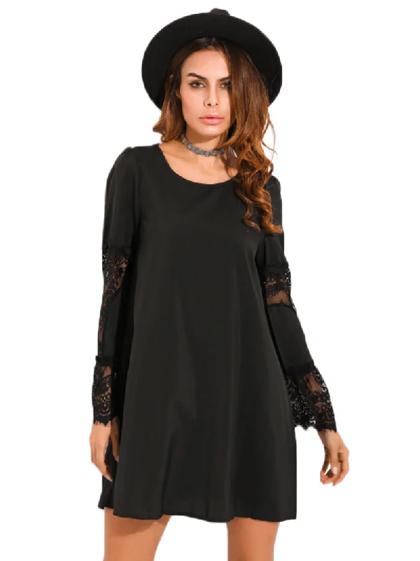 Online Specials denim dressWomen Crochet Lace Hollow Out Dress