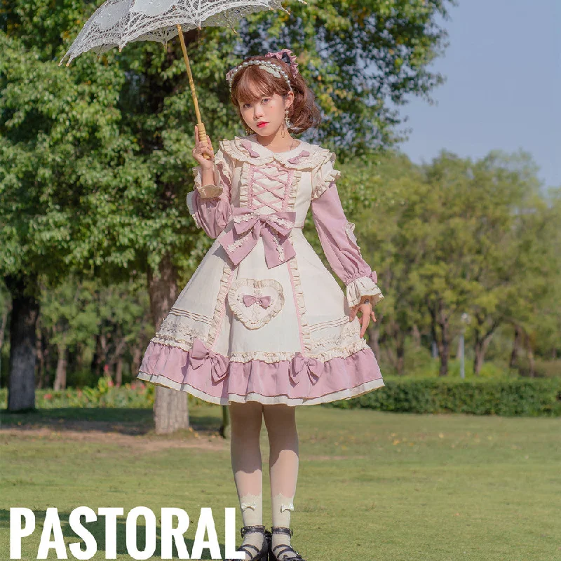 Price Drop sophisticated dressNiu Niu~Little Gardener~Plus Size Lolita OP Dress Pink Winter Long Sleeve