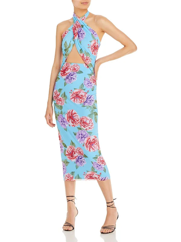 modern dressTana Womens Floral Print Wrap Halter Dress