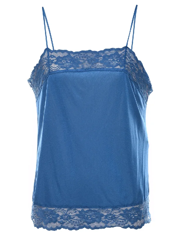 Time-Limited Offer padded coatBlue Lace Trim Camisole  - S