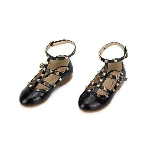 Bargain Prices layered dressChloe K Black Studded Anklewrap Flats