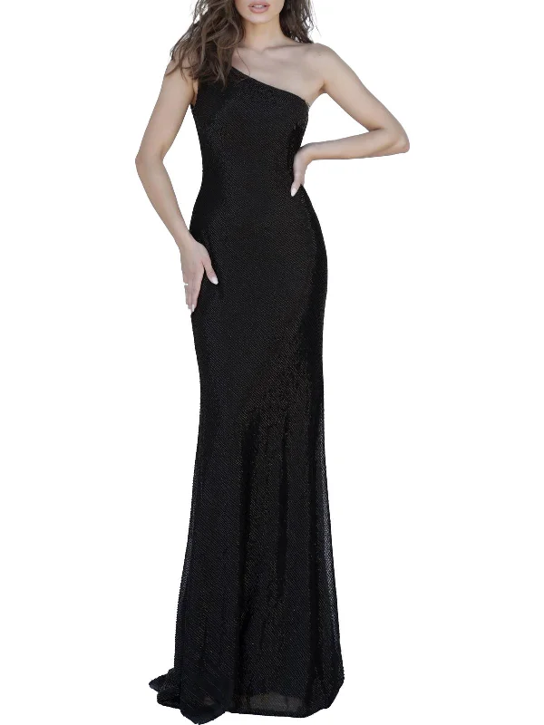 ruched dressWomens Beaded One Shoulder Evening Dress