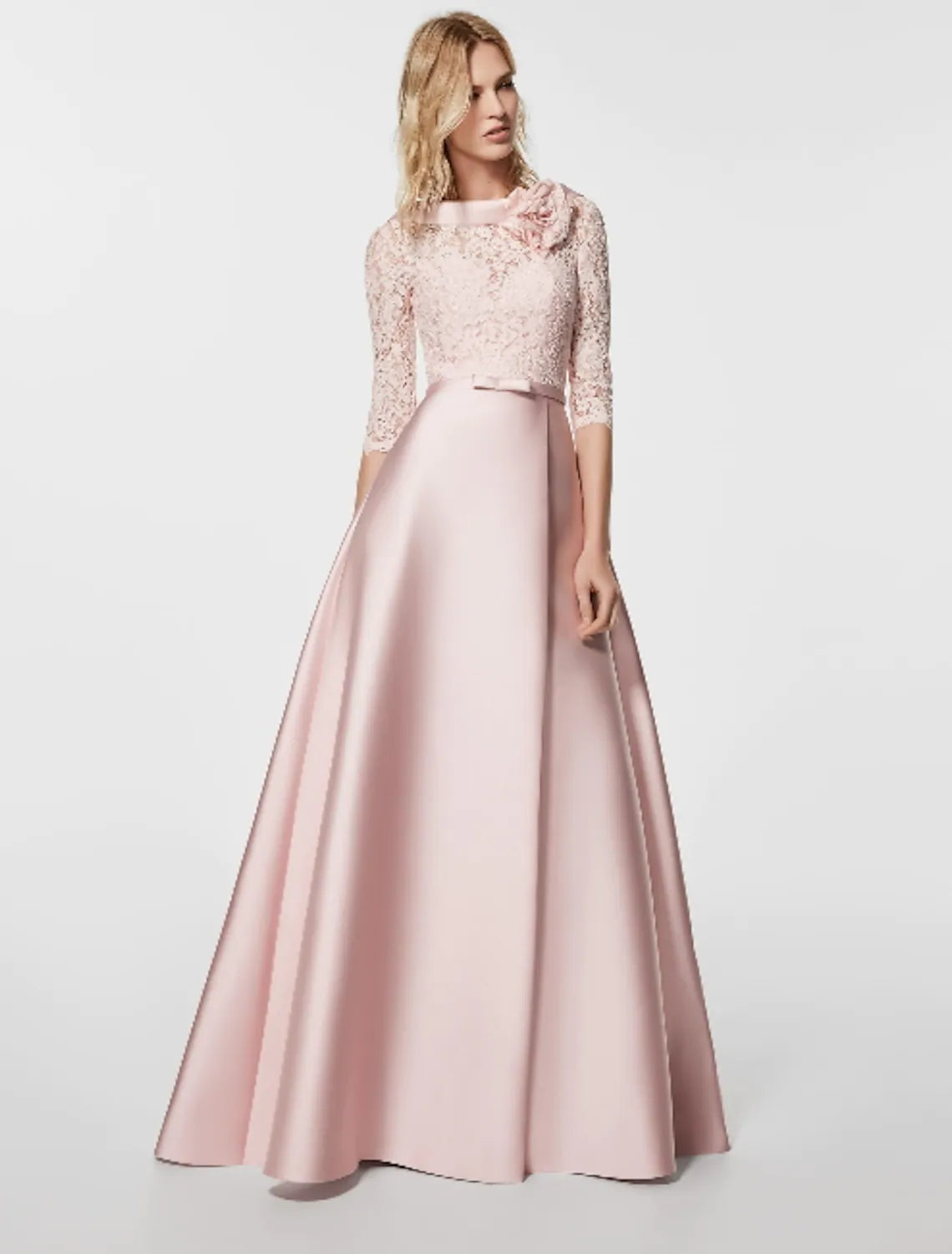 Extra Savings A-Line Evening Gown Dress Wedding Guest Floor Length Half Sleeve Satin with Sash Ribbon Extra Savings A-Line Evening Gown Dress Wedding Guest Floor Length Half Sleeve Satin with Sash Ribbon