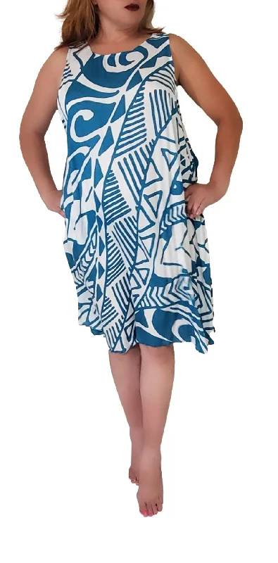 Discount Mania Cabana Dress - Hawaiian Plumeria - Aqua Splash and Acai