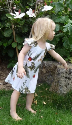 Epic Deals 105R - Girls Hawaii Dress Hawaiian Orchid White
