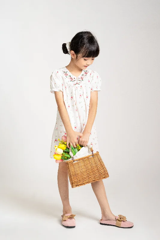 Super Deal Vintage Floral Puff Sleeve Dress