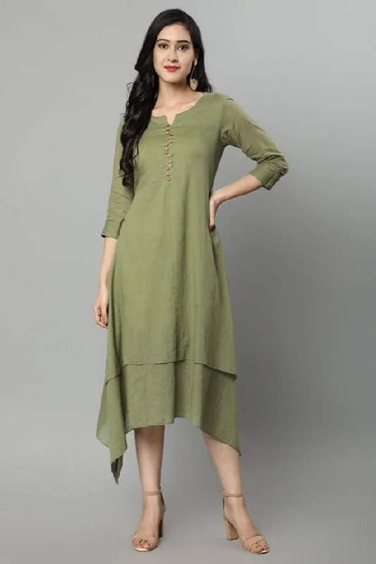 Weekend Deal Khaki Mul Cotton Hunter Dress