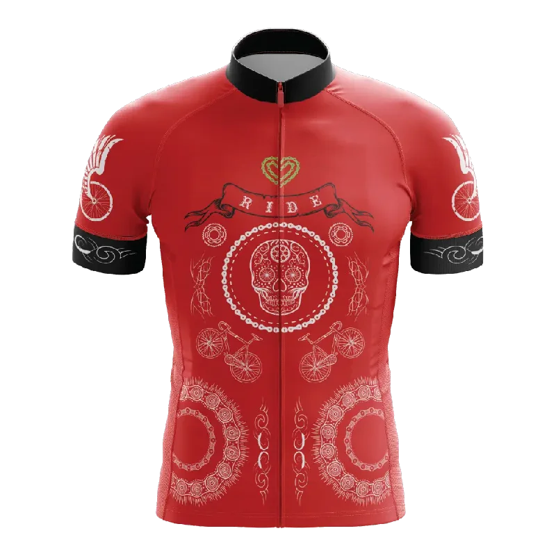 bold fitness hoodieSkull & Gears Red Short Sleeve Cycling Jersey