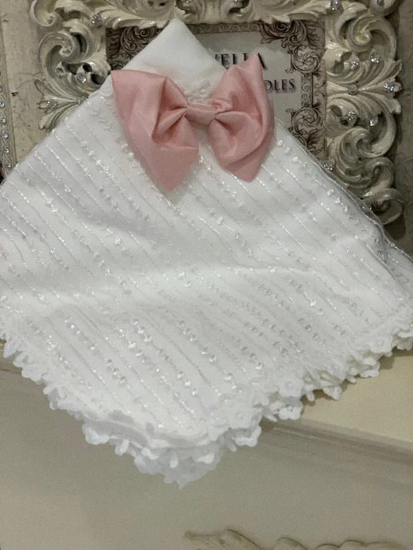 Amazing Deals flowy evening dressAntique White Blanket with Bow