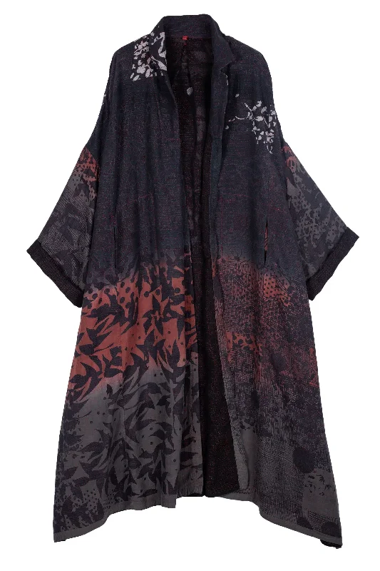 Year-End Clearance MONOTONE TWILIGHT PRINT KANTHA OVERSIZE DRESS - tp2432-red -