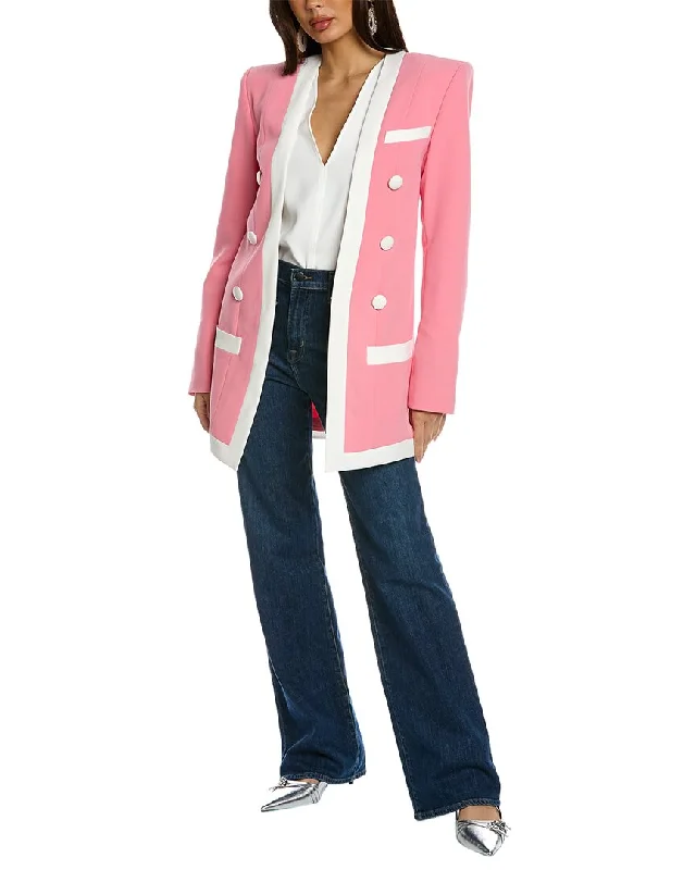 Limited Quantity graphic coatBalmain Long Collarless 6-Button Crepe Jacket