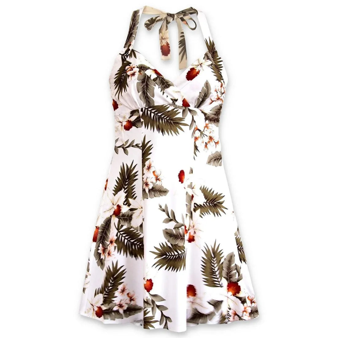 Doorbuster Deal Moon White Napali Hawaiian Halter Dress