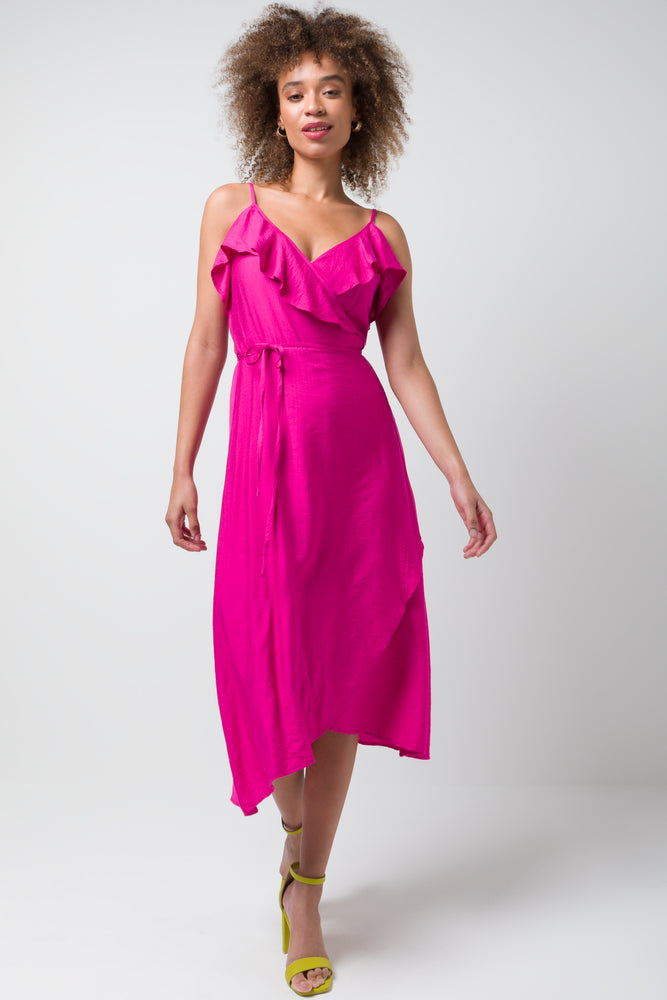 comfy dressStrappy Wrap Dress Pink