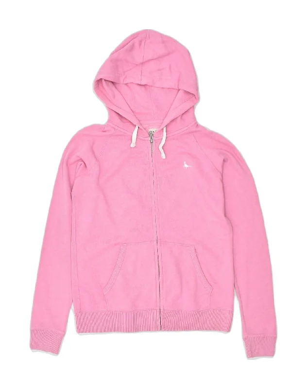 fashion-forward hoodieJACK WILLS Womens Zip Hoodie Sweater UK 10 Small Pink Cotton Sports