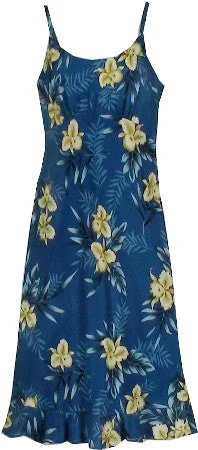 Savings Bonanza Spaghetti Strap Mid-length Dress Orchid Fern Blue