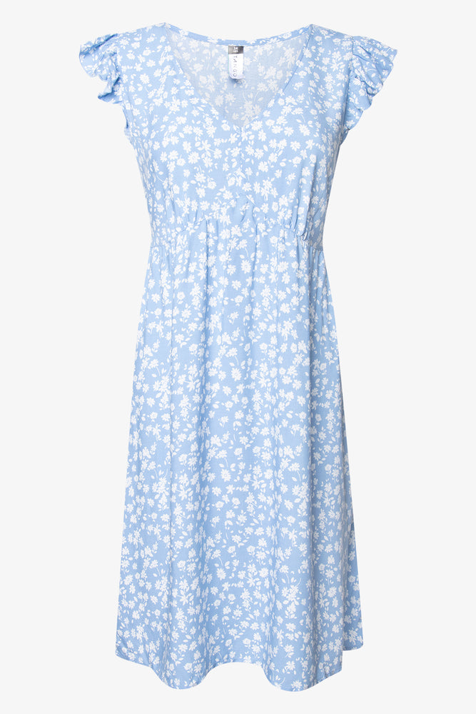 cocktail dressFrill Sleeve Viscose Tea Dress Mid Blue