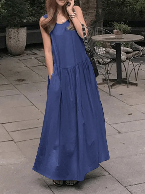 Final Markdown playful dressRetro European Bohemian Style round Neck Maxi Dress