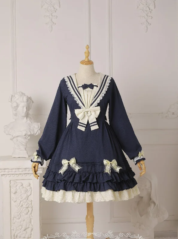 Big Savings wrap-around dressStrawberry Witch~Long Sleeve Sailor Style Lolita OP