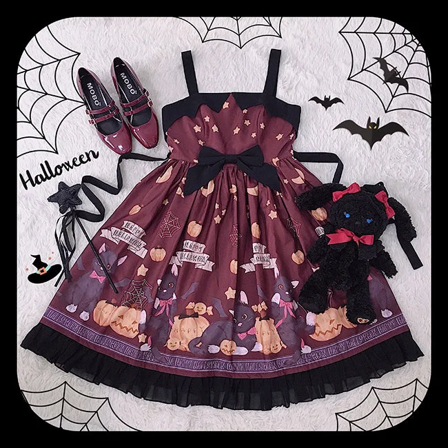 Price Reduction one-shoulder dress(Buyforme)Cheese Cocoa~Vampire Cat Normal Waist Lolita Halloween JSK Price Reduction one-shoulder dress(Buyforme)Cheese Cocoa~Vampire Cat Normal Waist Lolita Halloween JSK